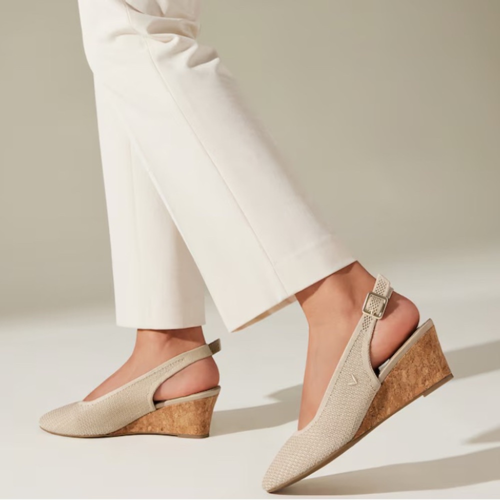 VIVAIA Women's Tan Wedge Slingback Shoes